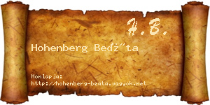 Hohenberg Beáta névjegykártya